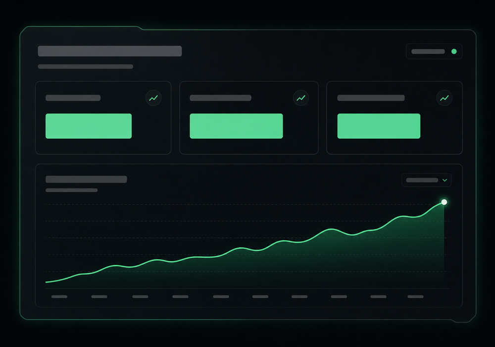 Broadcast results showing open rate, click rate, and subscriber growth over time