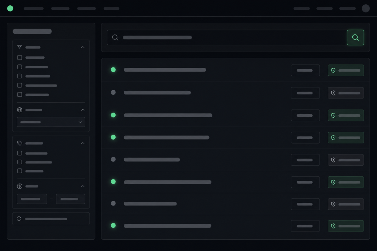 Naymo domain search results showing a name marked available with the cheapest registrar price beside it